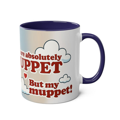 Fun Two-Tone Coffee Mug with Muppet Design - Personalised from Photo. 11 oz
