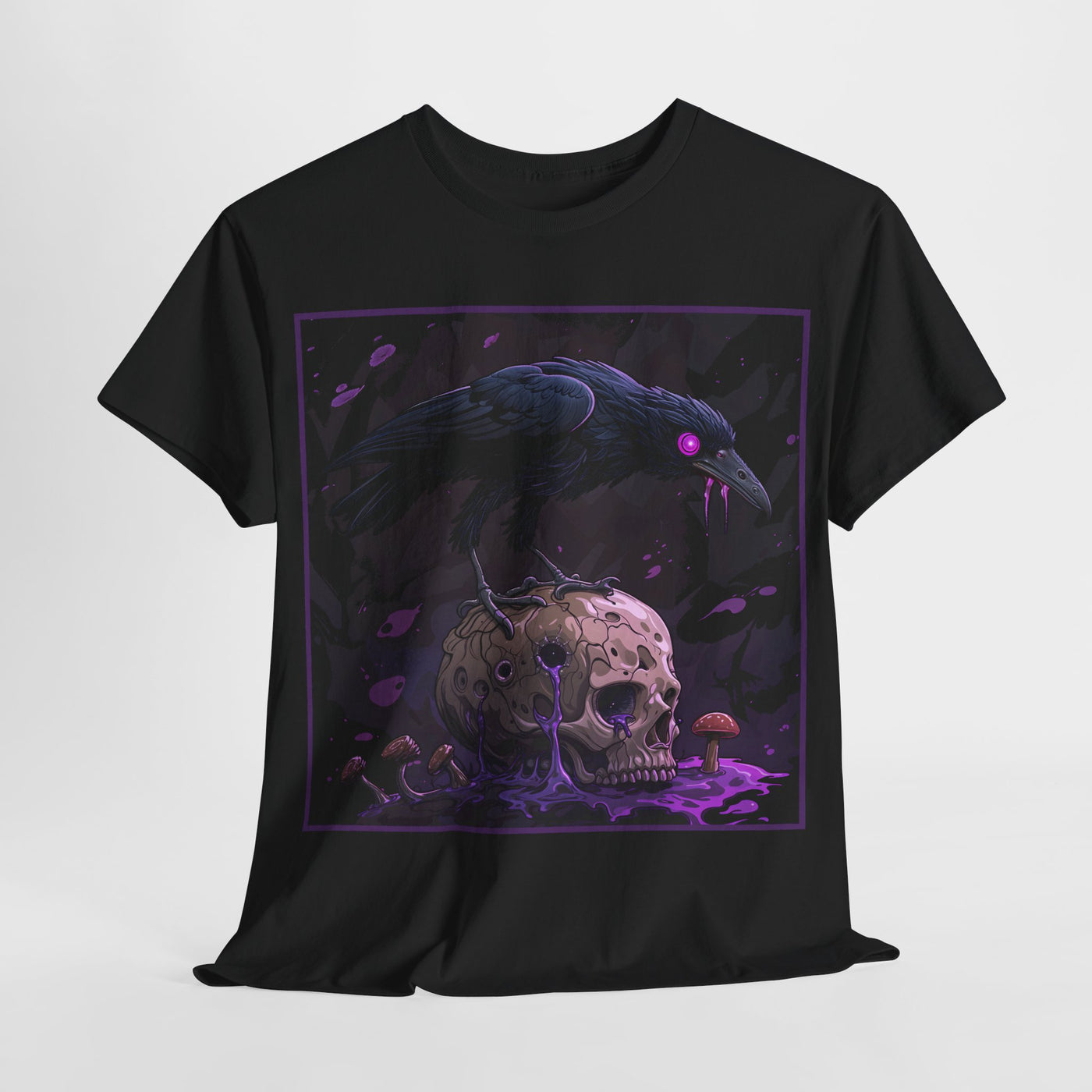 Gothic Raven on Humans Skull T-shirt