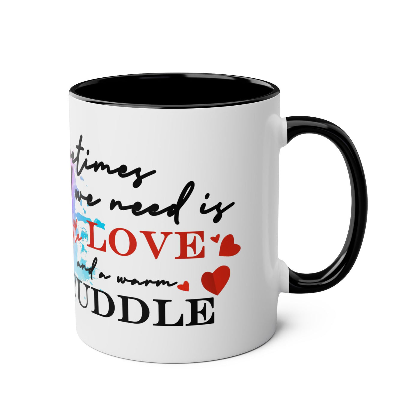 Cute Two-Tone Love & Cuddle Coffee Mug | 11oz Heart Design