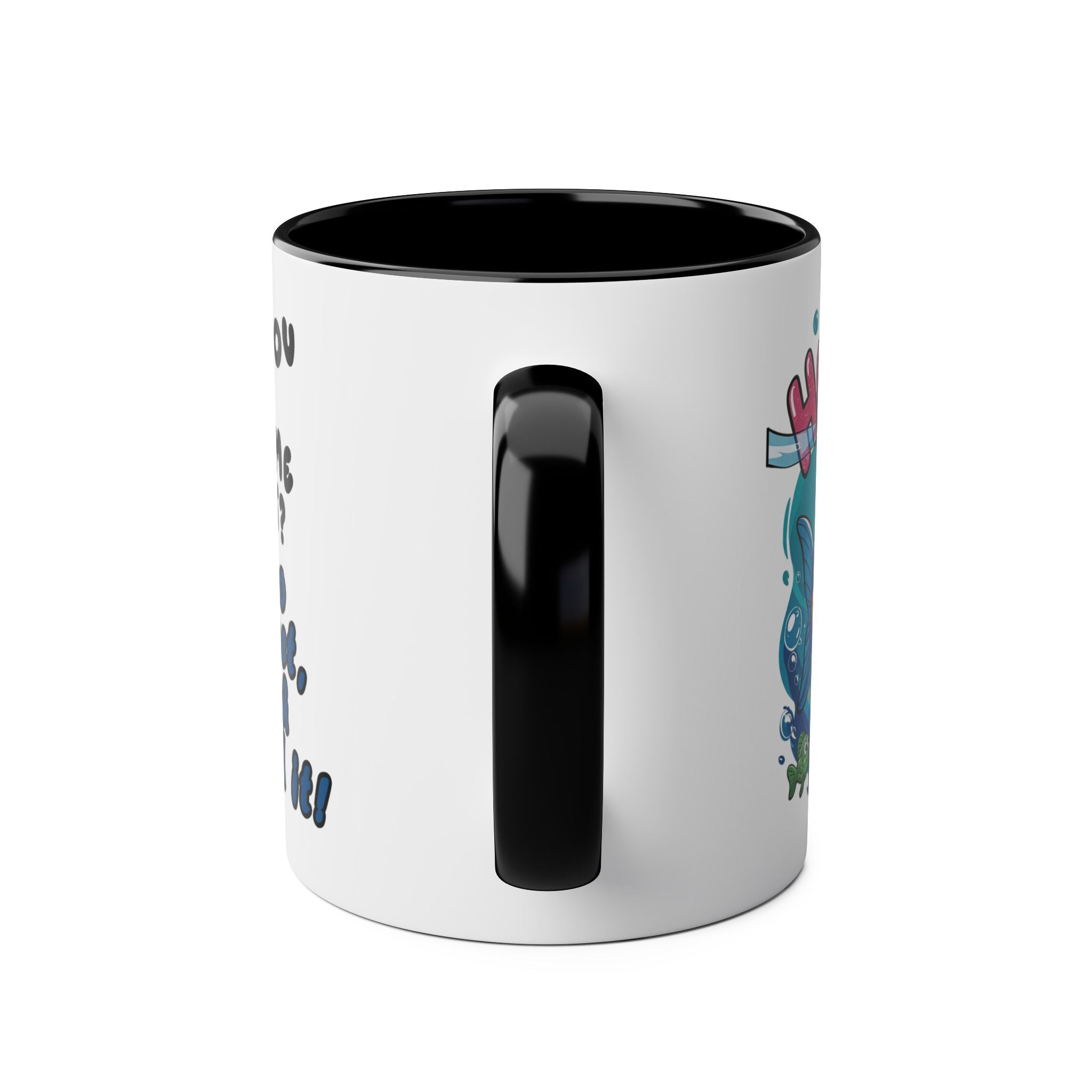 Coffee Mug - Humorous Fish-Themed Two-Tone Design, 11oz