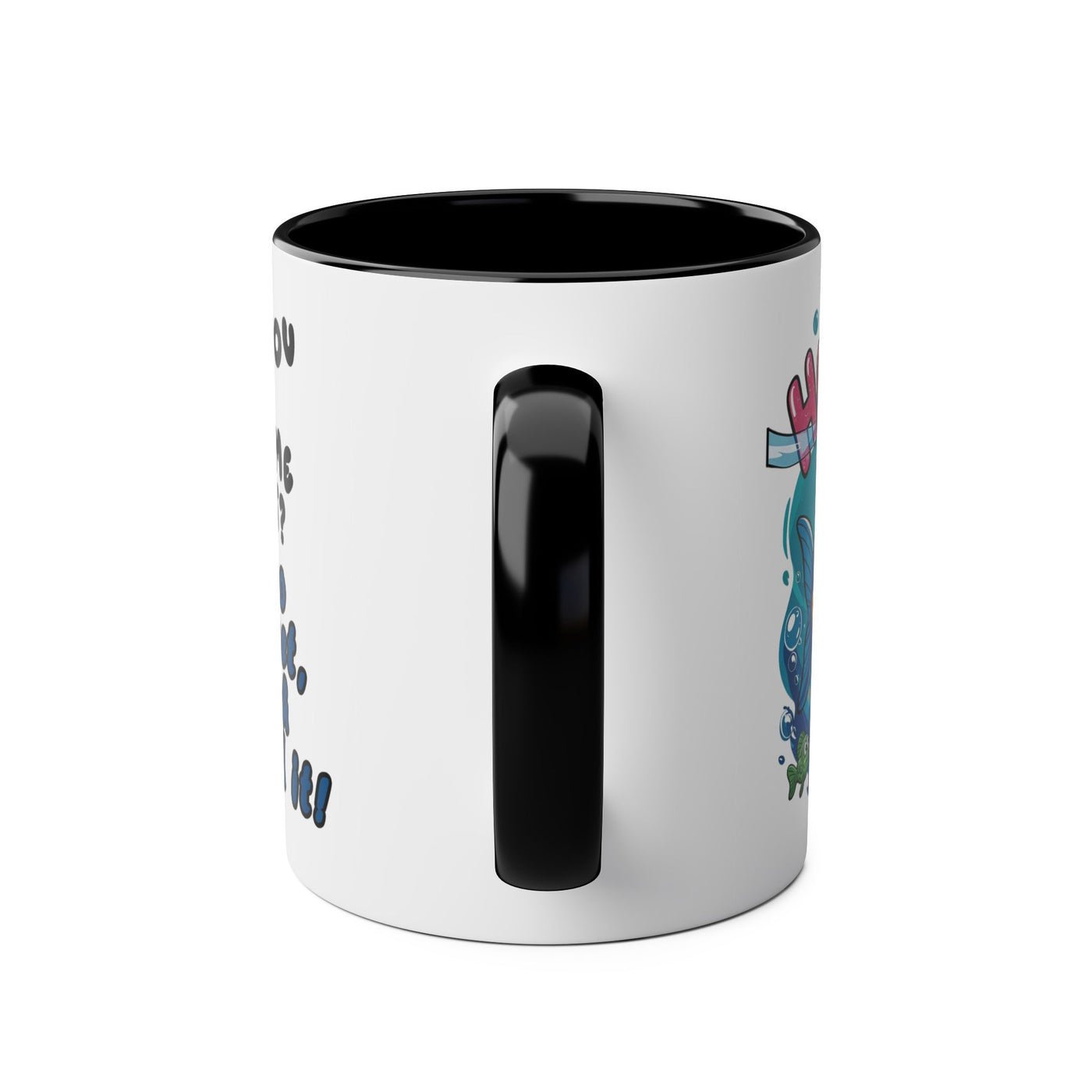 Coffee Mug - Humorous Fish-Themed Two-Tone Design, 11oz
