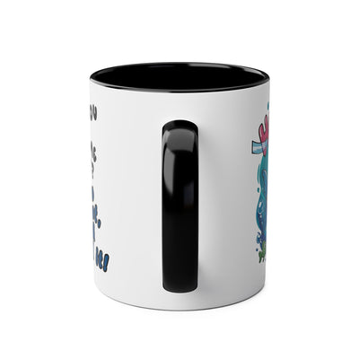 Coffee Mug - Humorous Fish-Themed Two-Tone Design, 11oz