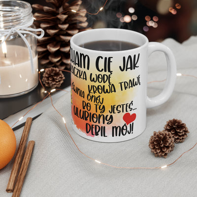 Kocham Cię jak..Biały Kubek Ceramiczny/Dwa Rozmiary