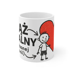 Kubek „Mąż idealny (we własnej opinii)” 😎 | Śmieszny prezent dla męża 💘 | 325 ml / 445 ml