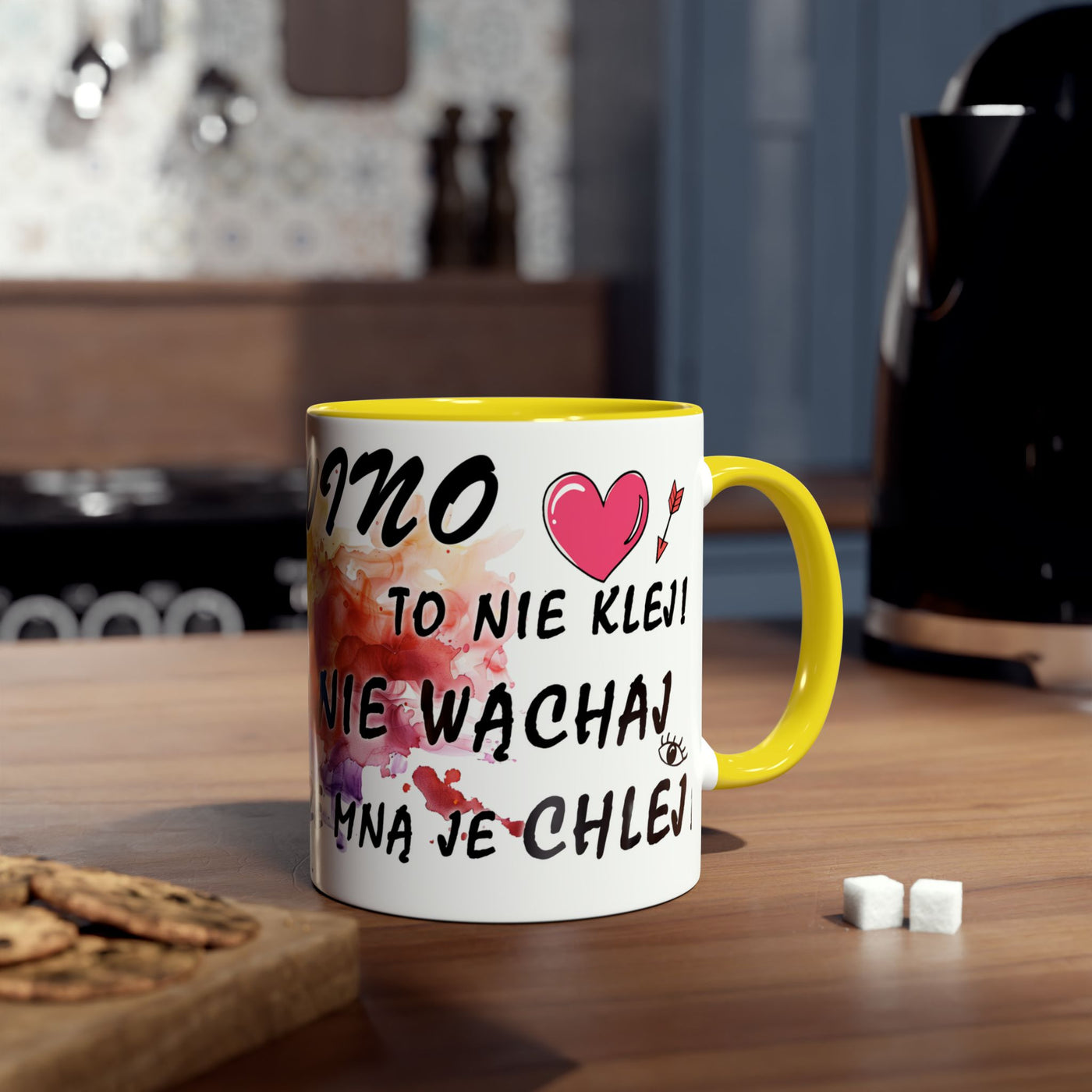 Colorful Two-Tone Coffee Mug - Fun Wine Lover Design