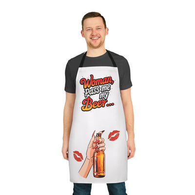 Apron - Humorous Cooking Apron 'Woman, Pass Me My Beer' Design