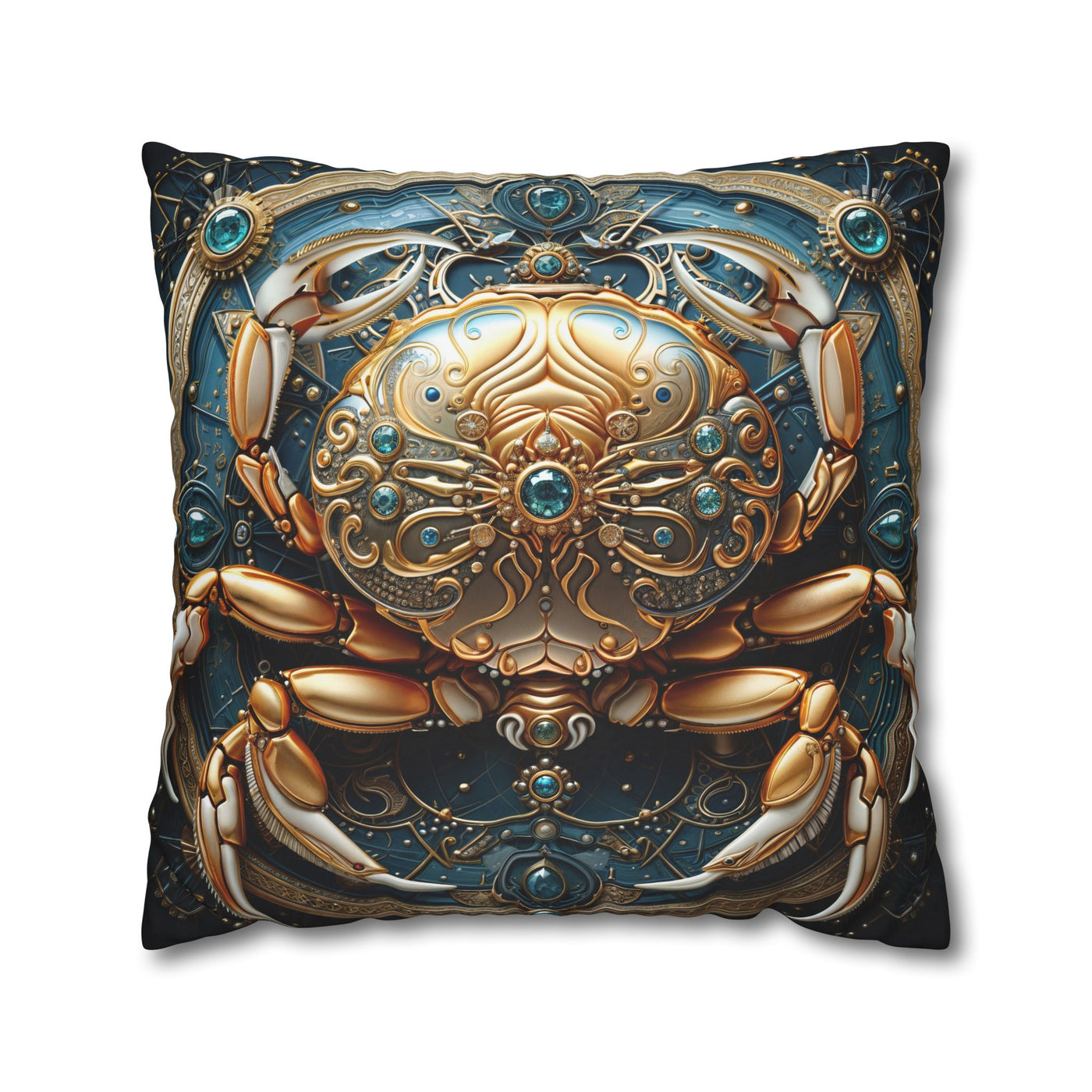 Artistic Cancer Zodiac Poly Canvas Pillowcase - Luxurious Sea-Themed Home Decor
