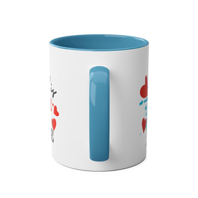 Cute Two-Tone Love & Cuddle Coffee Mug | 11oz Heart Design