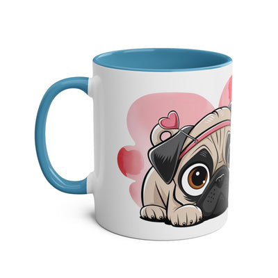 I Love You Two-Tones Mug with Cute Pug Dog
