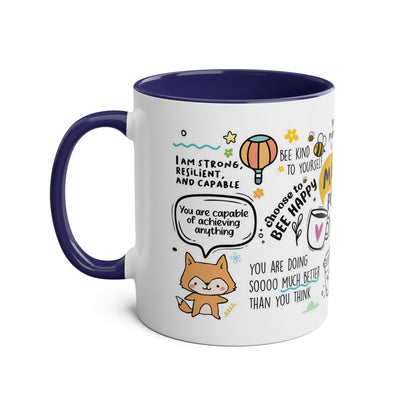Inspirational Two-Tone Coffee Mug - 11oz - Positive Affirmations & Cute Designs