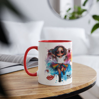 Colorful Two-Tone Coffee Mug - Fun Wine Lover Design