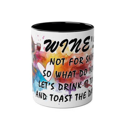Colorful Wine Lover's Mug - "Let's Drink!" Art Design - Perfect Gift for Celebrations  Two-Tone Ceramic Mug