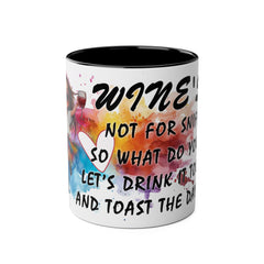 Colorful Wine Lover's Mug - "Let's Drink!" Art Design - Perfect Gift for Celebrations  Two-Tone Ceramic Mug