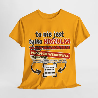 Unisex Zabawny T-Shirt Pijany Wędrowiec z własnym QR Code