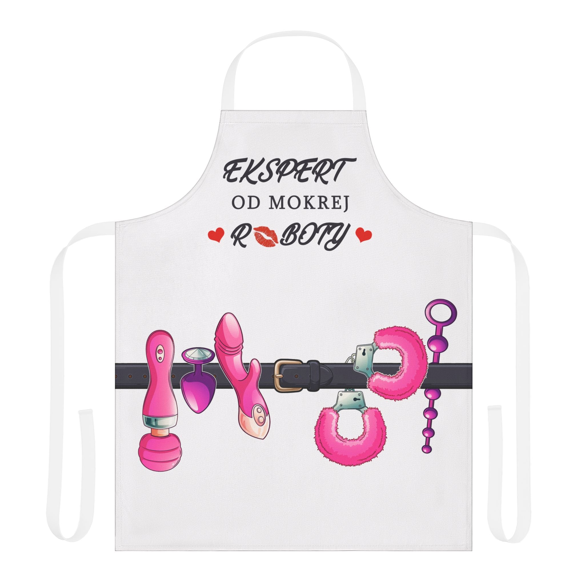 Fun and Flirty Kitchen Apron with 5-Color Straps - 'Ekspert Od Mokrej Roboty' Design