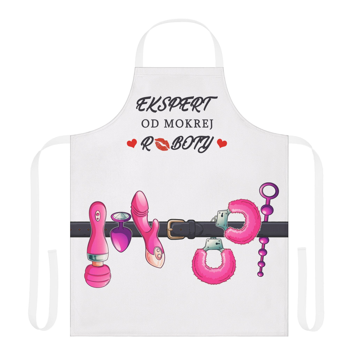 Fun and Flirty Kitchen Apron with 5-Color Straps - 'Ekspert Od Mokrej Roboty' Design