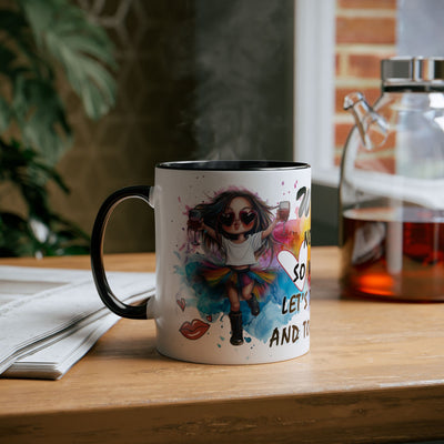 Colorful Wine Lover's Mug - "Let's Drink!" Art Design - Perfect Gift for Celebrations  Two-Tone Ceramic Mug