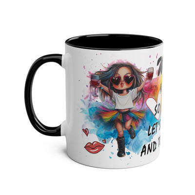 Colorful Wine Lover's Mug - "Let's Drink!" Art Design - Perfect Gift for Celebrations  Two-Tone Ceramic Mug