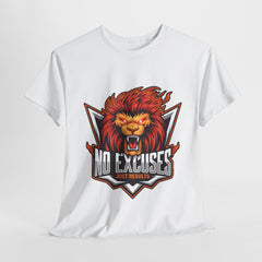 Motivational Lion Graphic Tee - 'No Excuses, Just Results'