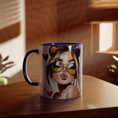Chic Two-Tone Coffee Mug - Heart Design, Love Quote | Perfect Gift for Friends & Loved Ones