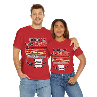 Unisex Zabawny T-Shirt Pijany Wędrowiec z własnym QR Code
