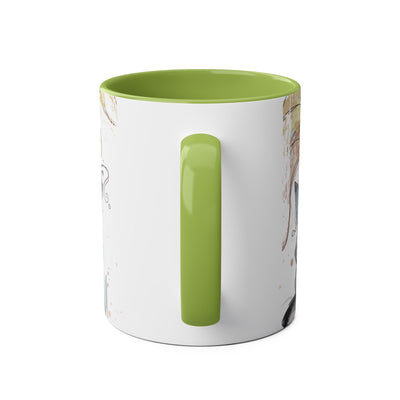 Whimsical Cat Lover's Two-Tone Coffee Mug - 11oz Artistic Design