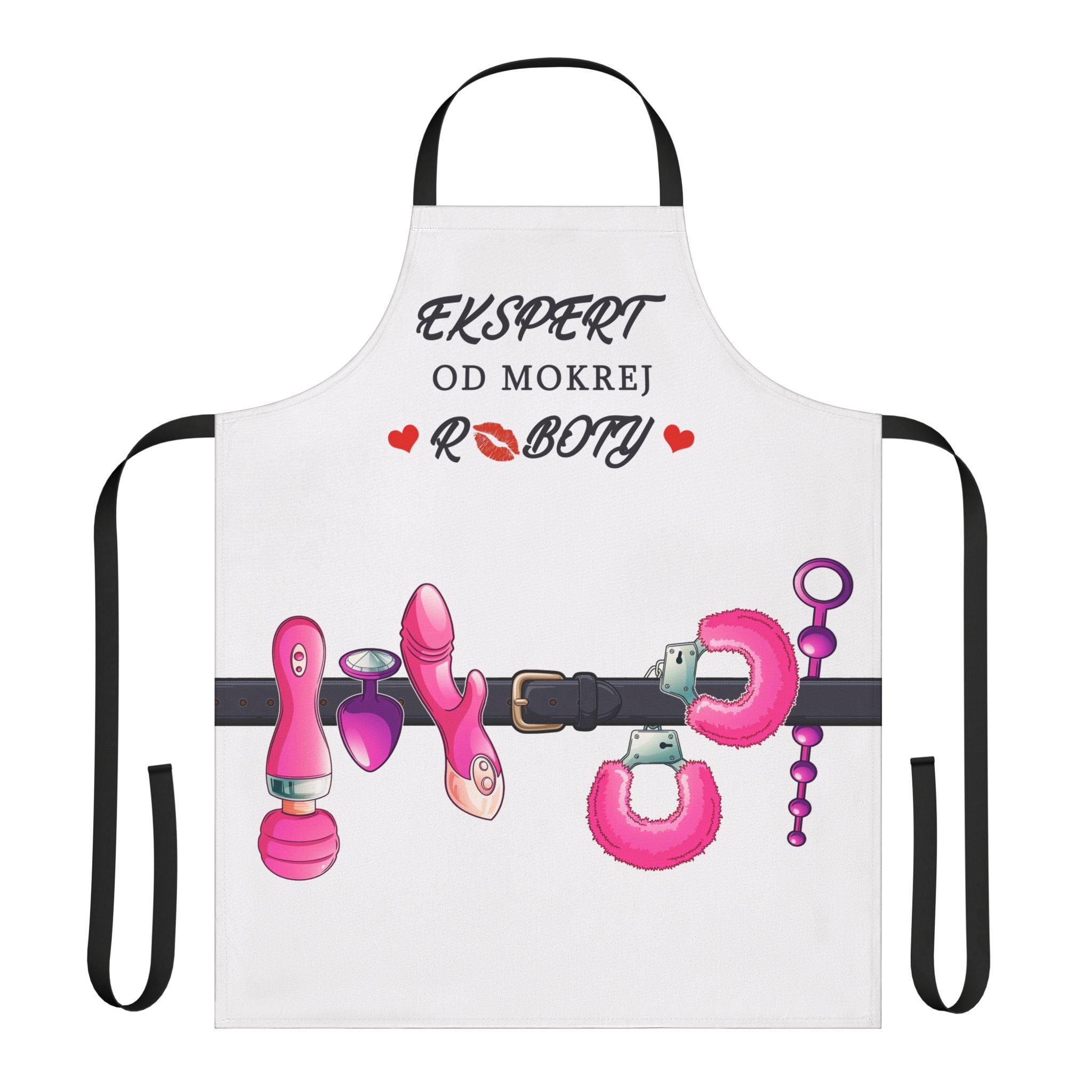 Fun and Flirty Kitchen Apron with 5-Color Straps - 'Ekspert Od Mokrej Roboty' Design