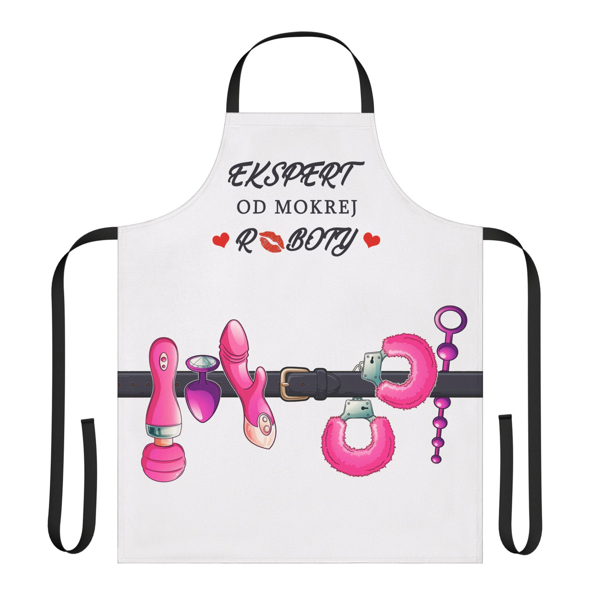 Fun and Flirty Kitchen Apron with 5-Color Straps - 'Ekspert Od Mokrej Roboty' Design
