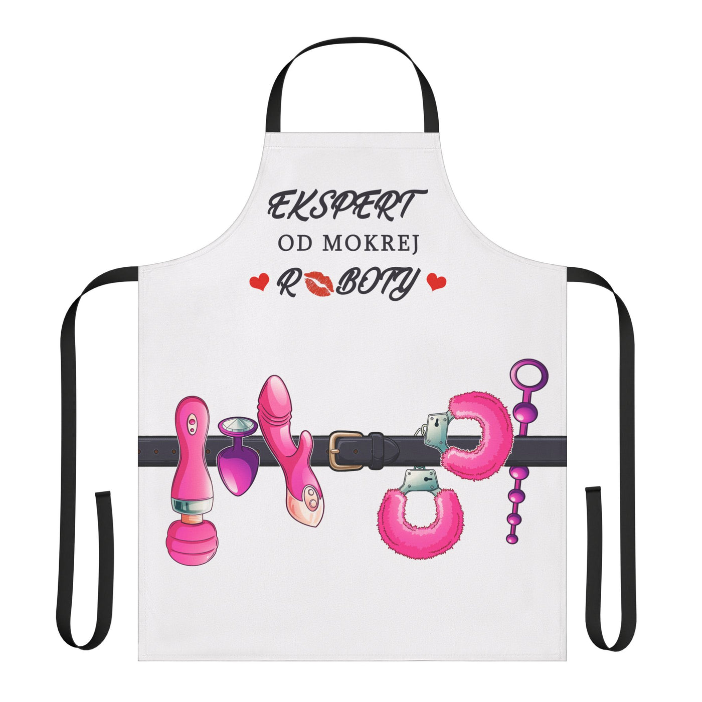 Fun and Flirty Kitchen Apron with 5-Color Straps - 'Ekspert Od Mokrej Roboty' Design