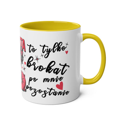 Funny Two-Tone Coffee Mug - 'Jestem tak Zajebista' Design for Coffee Lovers