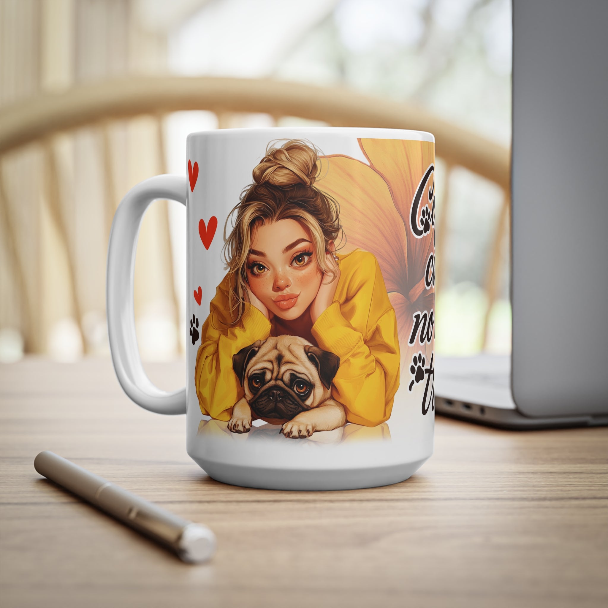 Coffee Lovers Ceramic Mug, Cute Dog Design, Coffee & Cuddles, Gift for Animal Lovers, Fun Pet-Themed Cup, 11oz & 15oz