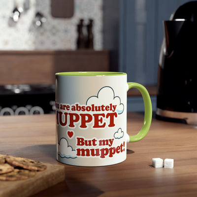 Fun Two-Tone Coffee Mug with Muppet Design - Personalised from Photo. 11 oz