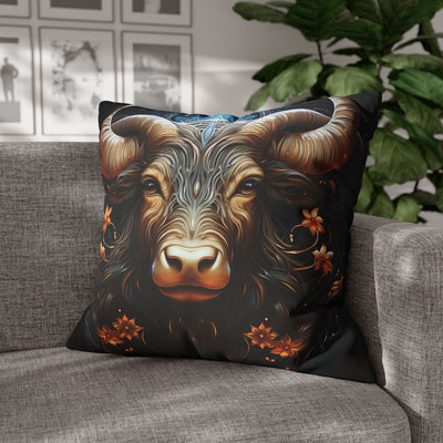 Taurus Zodiac Decorative Pillowcase - Artful Square Poly Canvas Cushion for Home Decor