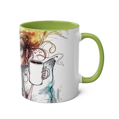 Whimsical Cat Lover's Two-Tone Coffee Mug - 11oz Artistic Design