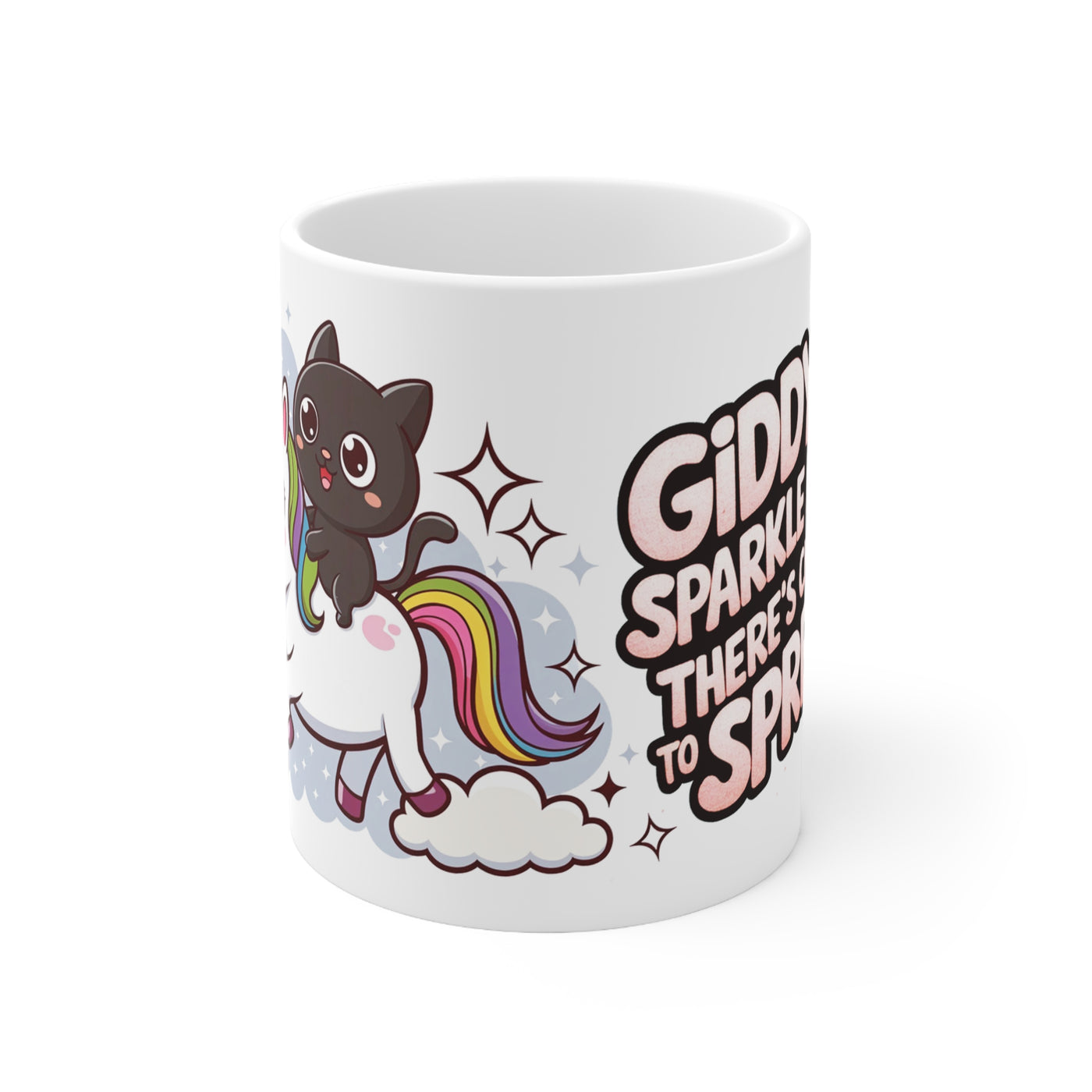 Giddy Sparkles Unicorn Cat Ceramic Coffee Cup - Fun 11oz & 15oz Mugs for Cat Lovers