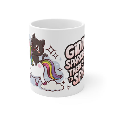 Giddy Sparkles Unicorn Cat Ceramic Coffee Cup - Fun 11oz & 15oz Mugs for Cat Lovers