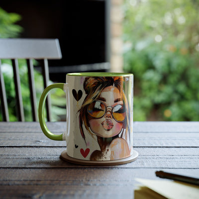 Chic Two-Tone Coffee Mug - Heart Design, Love Quote | Perfect Gift for Friends & Loved Ones