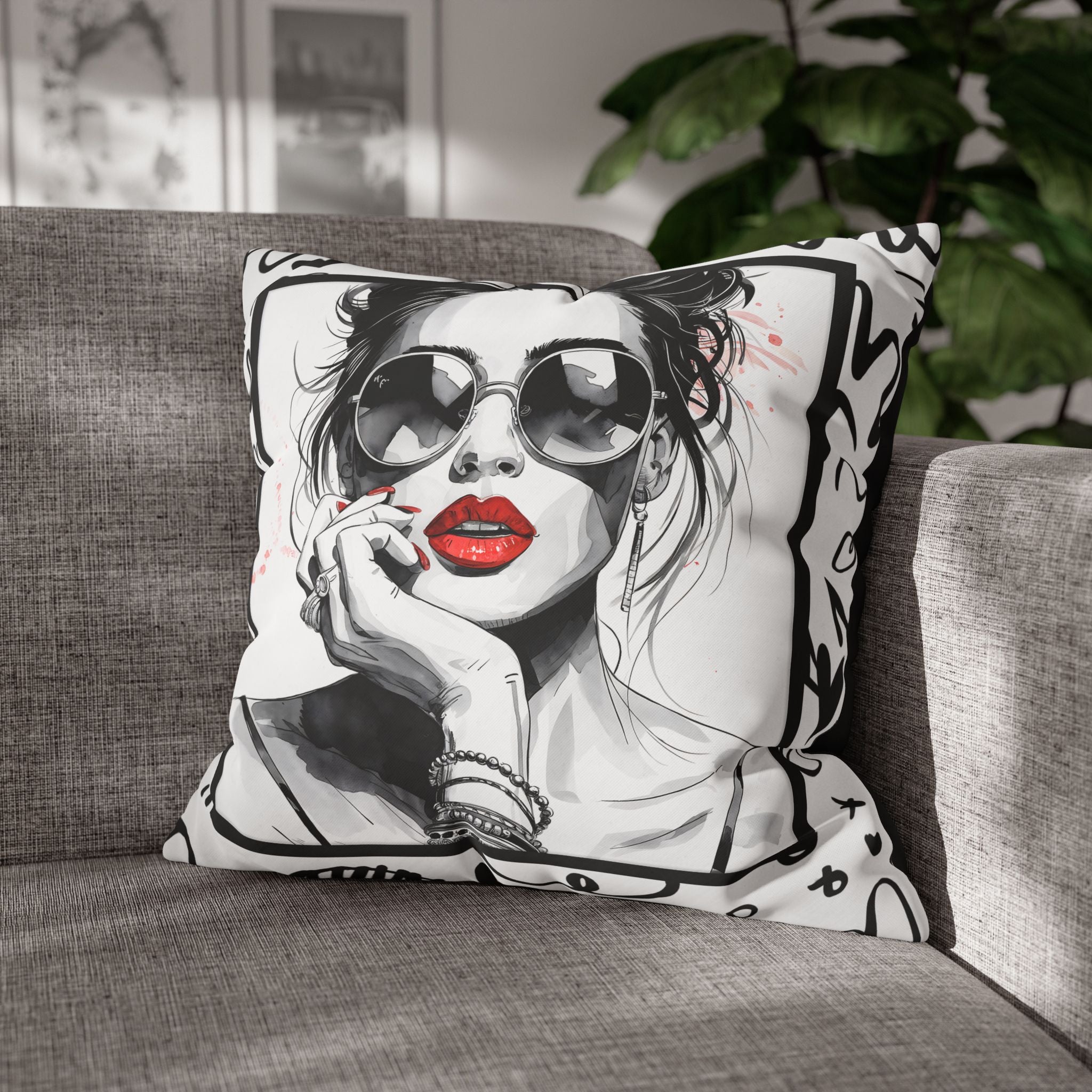 Canvas Pillowcase - Chic Retro Print Stylish Home Decor