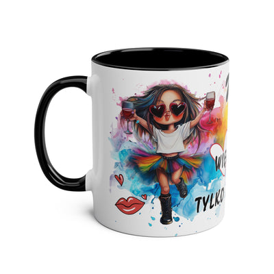 Colorful Two-Tone Coffee Mug - Fun Wine Lover Design