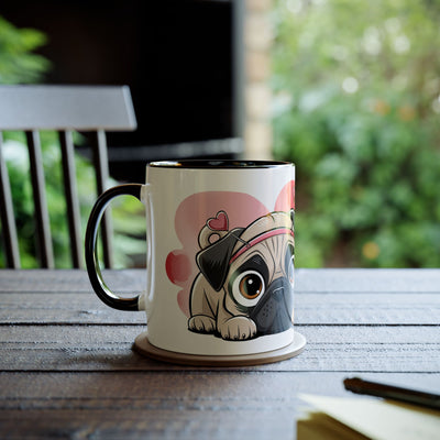 I Love You Two-Tones Mug with Cute Pug Dog