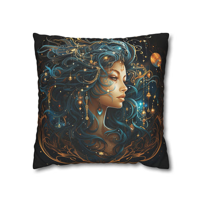 Artistic Virgo Zodiac Poly Canvas Pillowcase - Celestial Decor for Home