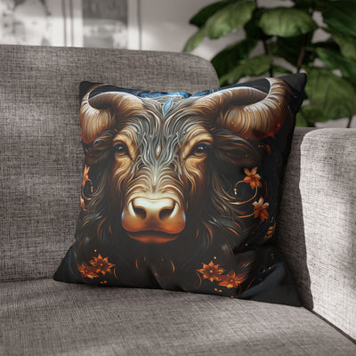 Taurus Zodiac Decorative Pillowcase - Artful Square Poly Canvas Cushion for Home Decor