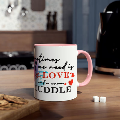 Cute Two-Tone Love & Cuddle Coffee Mug | 11oz Heart Design