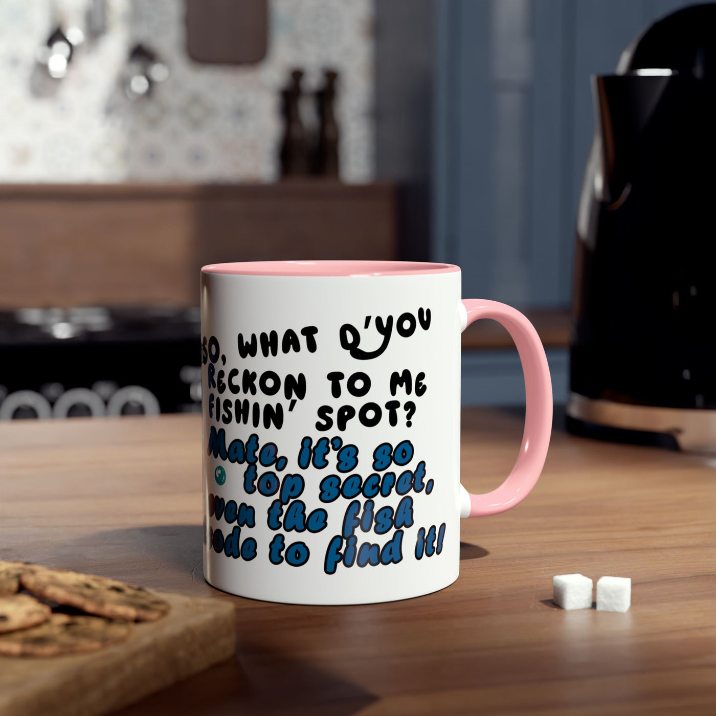 Coffee Mug - Humorous Fish-Themed Two-Tone Design, 11oz