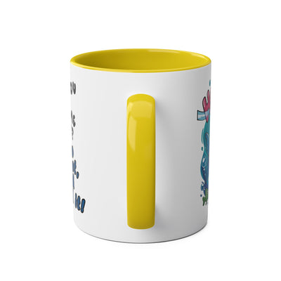 Coffee Mug - Humorous Fish-Themed Two-Tone Design, 11oz