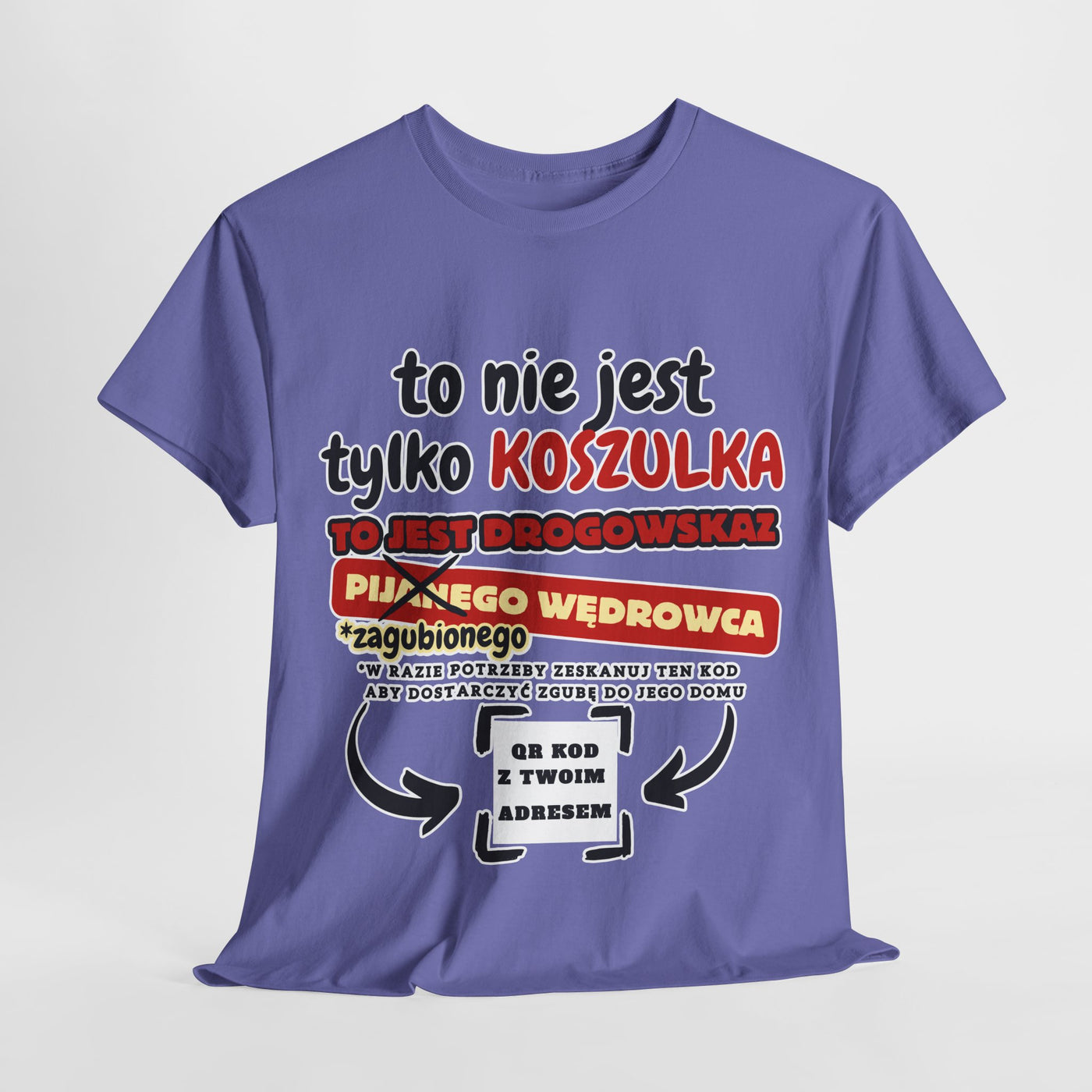 Unisex Zabawny T-Shirt Pijany Wędrowiec z własnym QR Code
