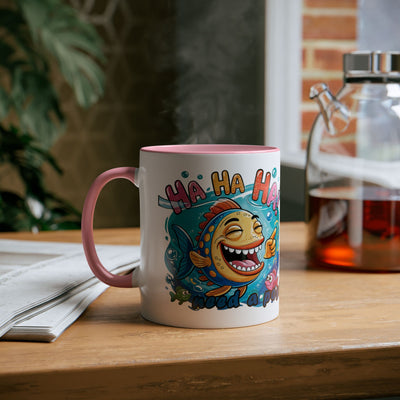 Coffee Mug - Humorous Fish-Themed Two-Tone Design, 11oz