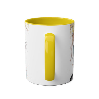 Whimsical Cat Lover's Two-Tone Coffee Mug - 11oz Artistic Design