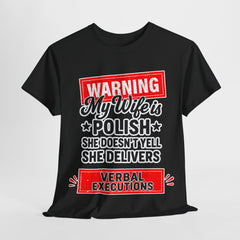 Warning Polish Wife Tee | Funny Gift for Spouses, Humor T-Shirt, Relationship Shirt, Unique Polish Pride Clothing, Everyday Wear