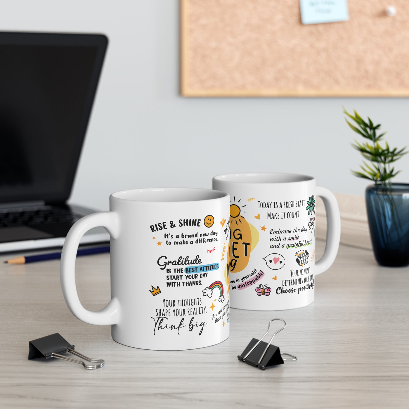 Morning Mindset Afirmation White Coffee Mug, 11/15oz